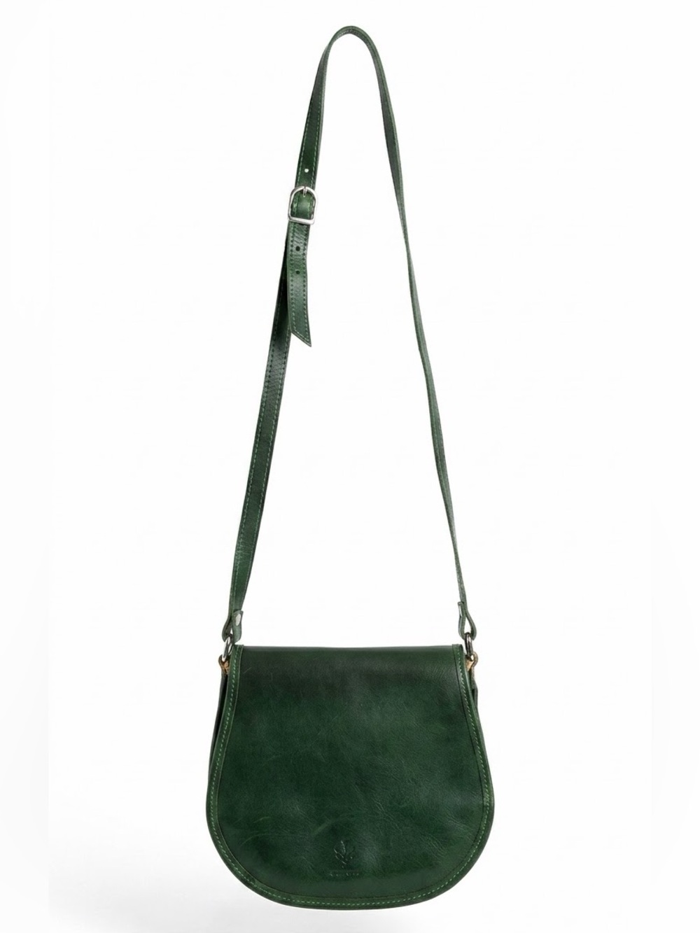 Dark Green Italian Leather Crossbody Bag